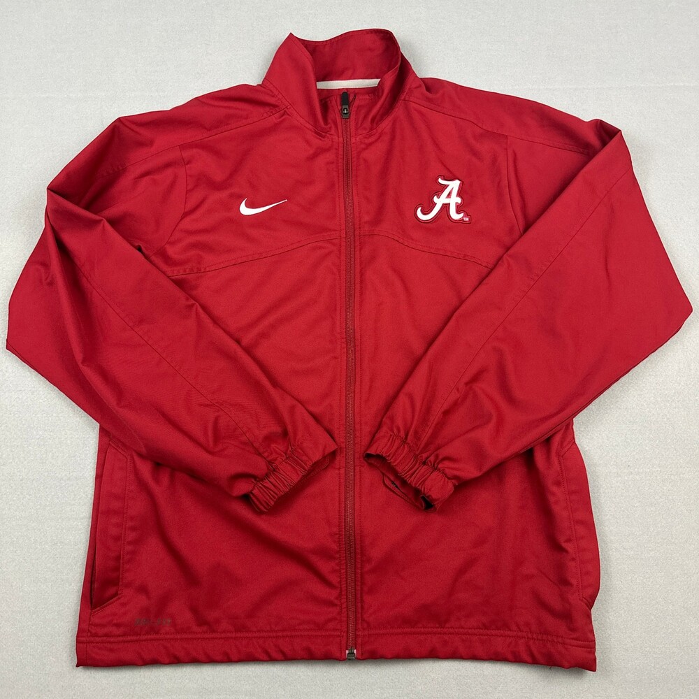 Alabama Crimson Tide Jacket Men Large Red Nike Zip Windbreaker Pockets NCAA L